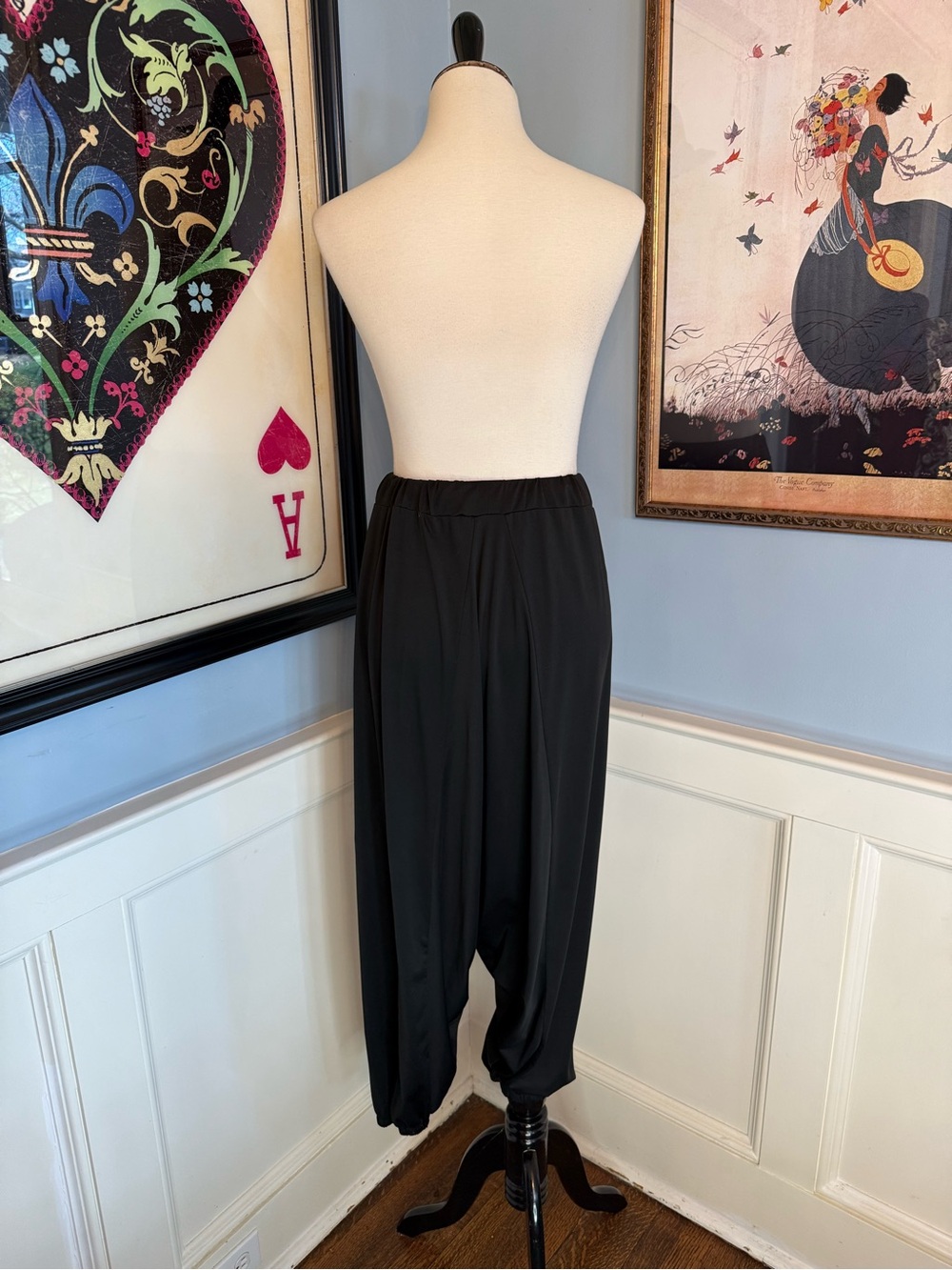Black Harem Pants Unisex Stretchy Comfy! Sz XL